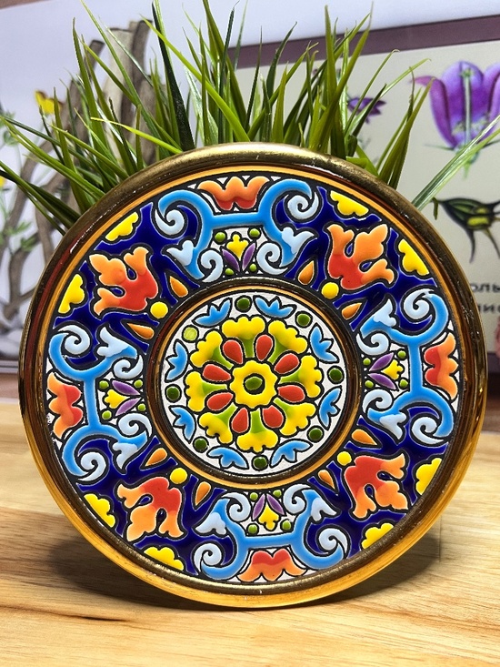 Other - Cearco Spanish Decorative Wall Plate Hand Painted Enamels 24K Gold Foil Rim